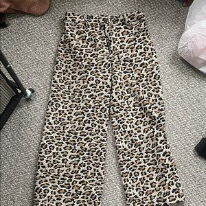 Maeve Ettie High Rise Crop Leopard Wide Leg Pants